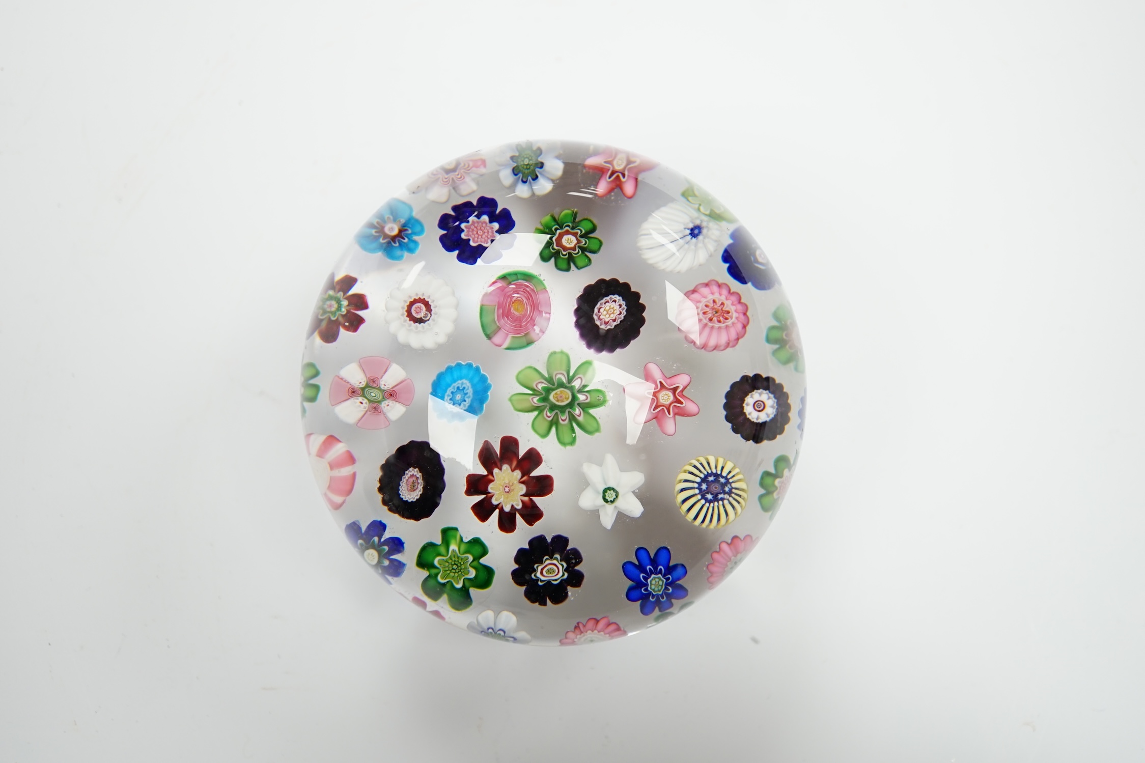 A Clichy glass roses paperweight, 8cm in diameter